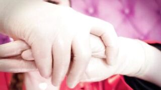 ASMR fetish clip: latex gloves fetish and oil - great soundings and close ups (Arya Grander) POV - 14 image