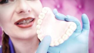 ASMR: eating food with braces, blue nitrile gloves fetish (SFW movie) Arya Grander - 3 image