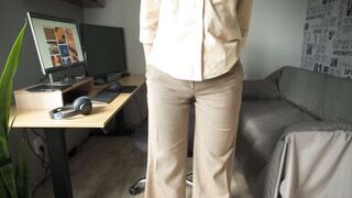 Naughty Colleague Seduces You With Her Fat Cameltoe In Trousers - 10 image