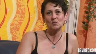 German MILF in high heels sensually teases with her feet and softcore skills