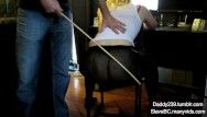 Slavebc receives caned during the time that typing out her chore list.